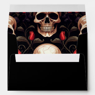 Halloween Gothic Skulls Red Black Return Address Envelope