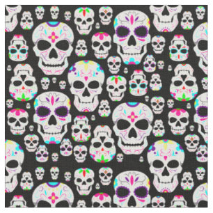 halloween gothic sugar skulls black fabric