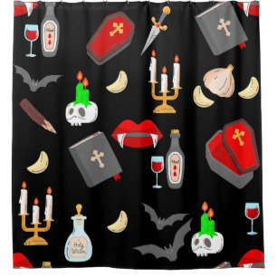 halloween gothic vampire hunter garlic dagger fang shower curtain