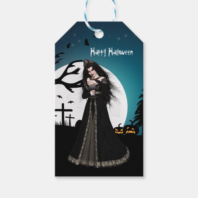 Halloween Gothic Vampire Personalised Gift Tags (Front)
