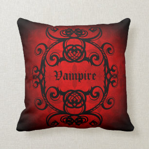 Halloween Gothic vampire red and black decor Cushion