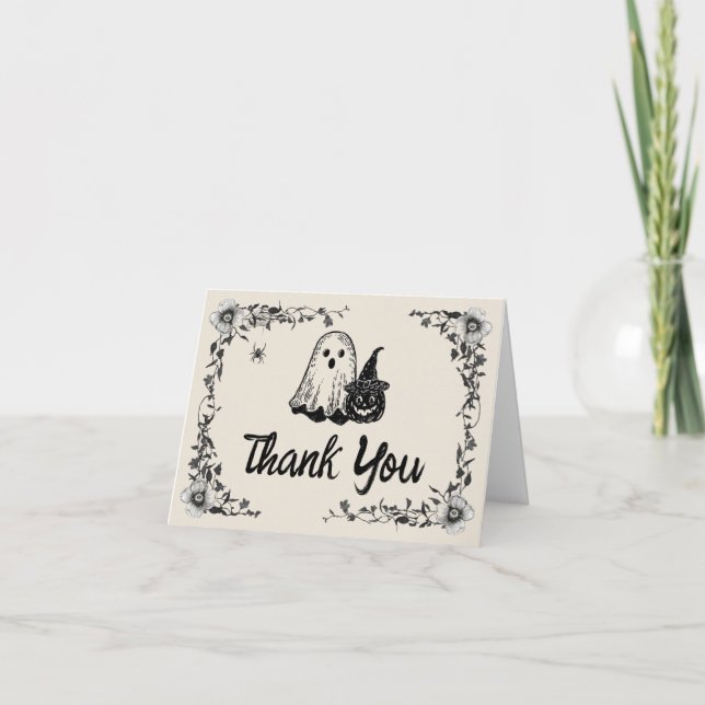 Halloween Gothic Vintage Baby Shower Thank You Card (Front)