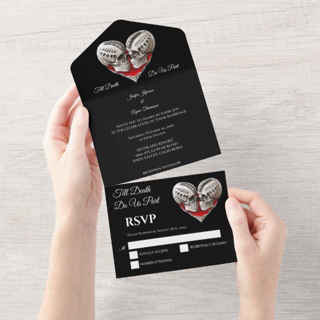 Halloween Gothic Wedding All In One Invitation (Tearaway)