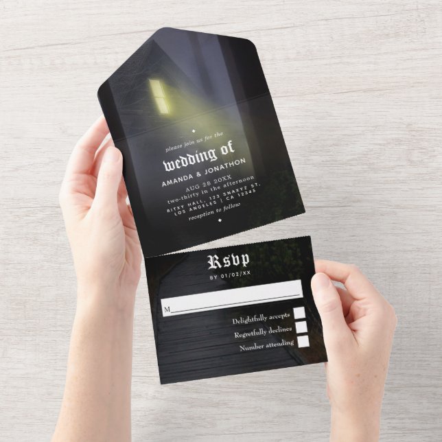 Halloween Gothic Wedding All In One Invitation (Tearaway)