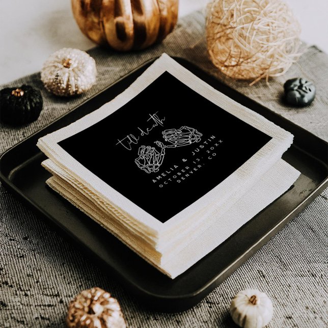 Halloween Gothic Wedding Skeleton Heart Hands Napkin (Creator Uploaded)