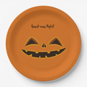 Halloween Gourd-eous Night  Paper Plate