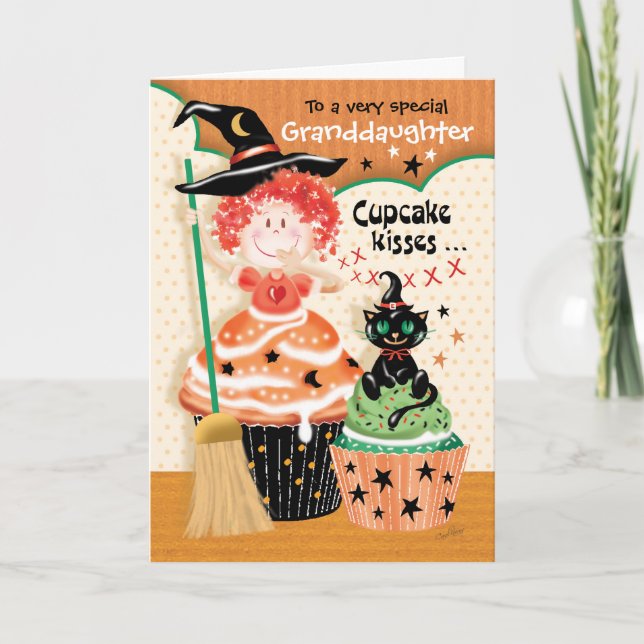 Halloween Granddaughter, Cupcake Marcy Pam, Witch Card (Front)