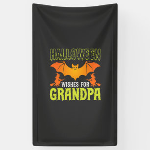 Halloween Grandpa Bat Witch Wishes Banner