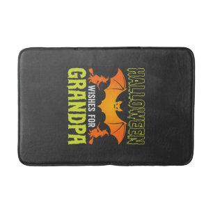 Halloween Grandpa Bat Witch Wishes Bath Mat
