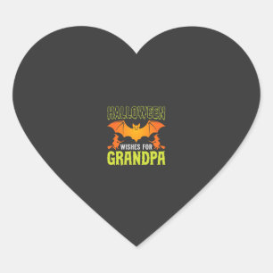 Halloween Grandpa Bat Witch Wishes Heart Sticker