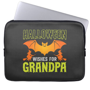 Halloween Grandpa Bat Witch Wishes Laptop Sleeve