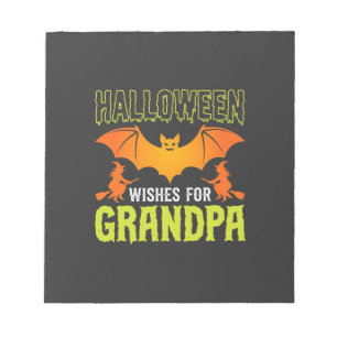 Halloween Grandpa Bat Witch Wishes Notepad