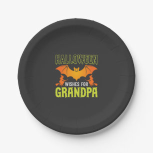 Halloween Grandpa Bat Witch Wishes Paper Plate