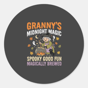 Halloween Granny Cauldron Magic Classic Round Sticker