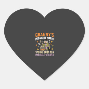 Halloween Granny Cauldron Magic Heart Sticker