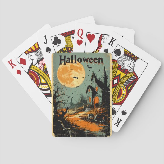 Halloween Graphic – 1960s Poster Style Playing Cards (Back)
