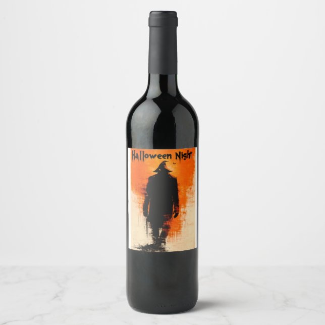 Halloween Graphic – 1960s Poster Vibes Wine Label (Front)
