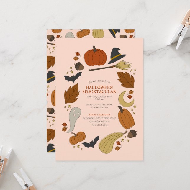 Halloween Graphic Party  Invitation (Front/Back In Situ)