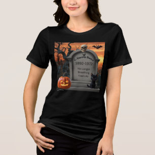 Halloween gravestone humour “C. Garret Butts” Tri-Blend Shirt