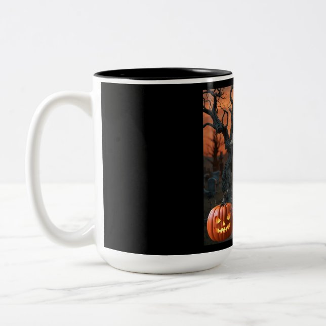 Halloween gravestone humour “C. Garret Butts” Two-Tone Coffee Mug (Left)