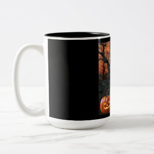 Halloween gravestone humour “Dawn Under ” Two-Tone Coffee Mug
