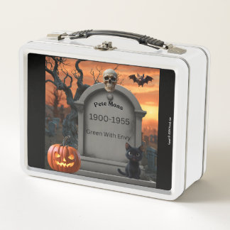 "Halloween gravestone humour “Pete Moss”  Metal Lu Metal Lunch Box