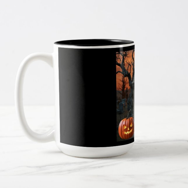 "Halloween gravestone humour “Rust T Gates”  Two-Tone Coffee Mug (Left)