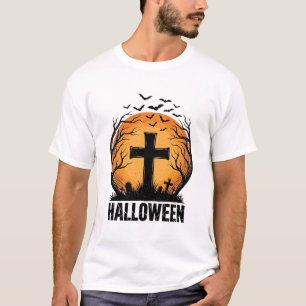 Halloween Graveyard Bats Vintage Moon Shirt Design