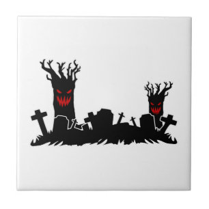 Halloween Graveyard Ceramic Tile