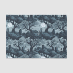 Halloween Graveyard Creepy Trees Ghost Moon Night Tissue Paper