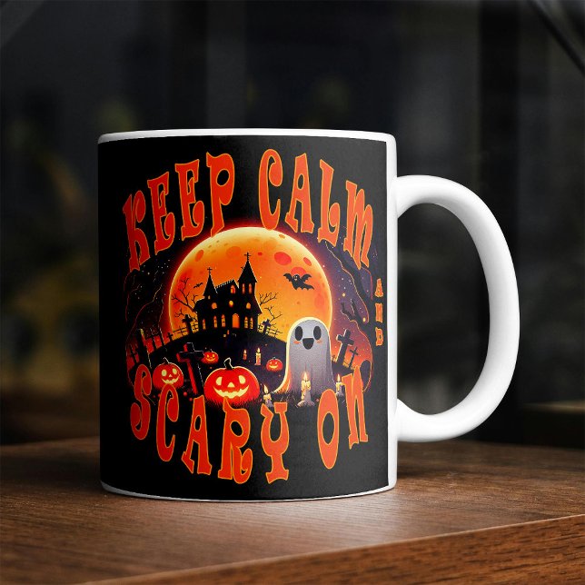 Halloween graveyard cute Ghost and Jack-O-Lanterns Coffee Mug (Creator Uploaded)