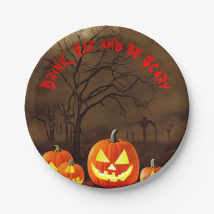Halloween graveyard Drink Eat and be Scary Paper Plate
