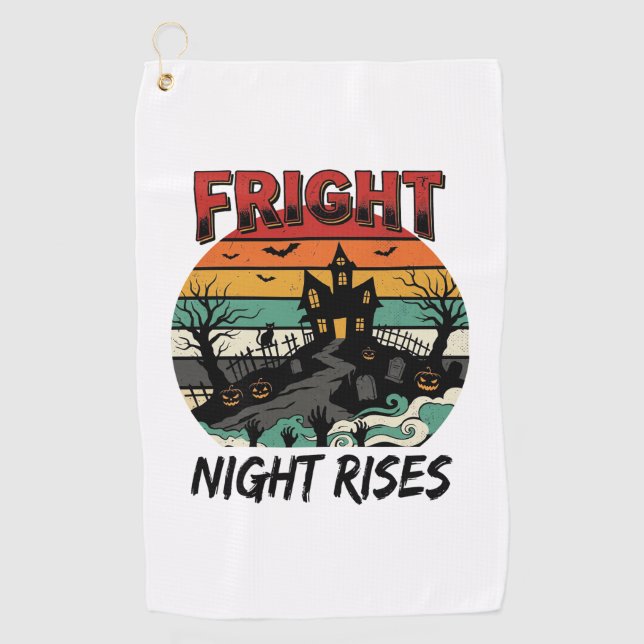 Halloween Graveyard Fright Night Golf Towel (Front)