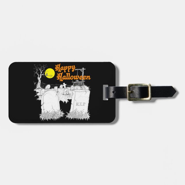 halloween graveyard luggage tag (Front Horizontal)