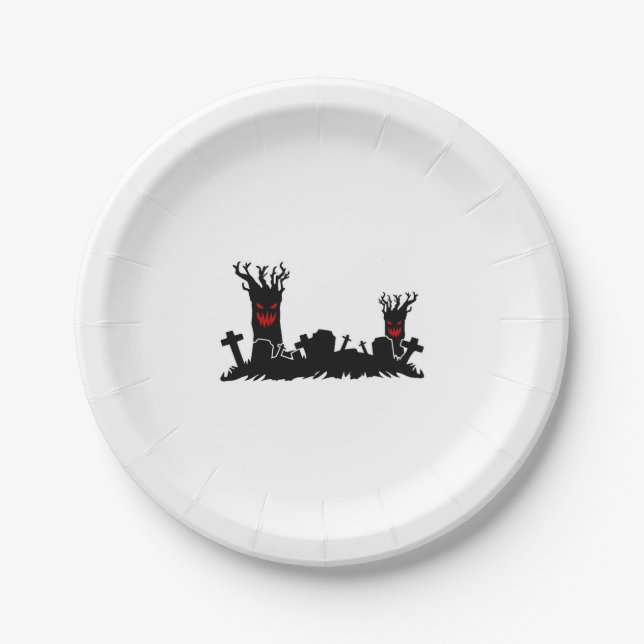 Halloween Graveyard   Paper Plate (Front)