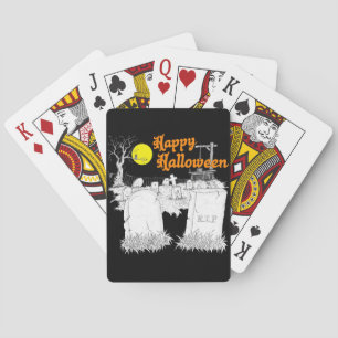 halloween graveyard playing cards