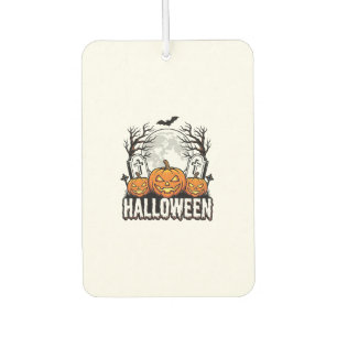 Halloween Graveyard Pumpkin Vintage Engraving Desi Car Air Freshener