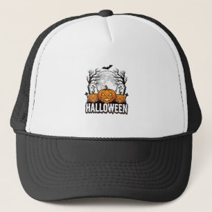 Halloween Graveyard Pumpkin Vintage Engraving Desi Trucker Hat