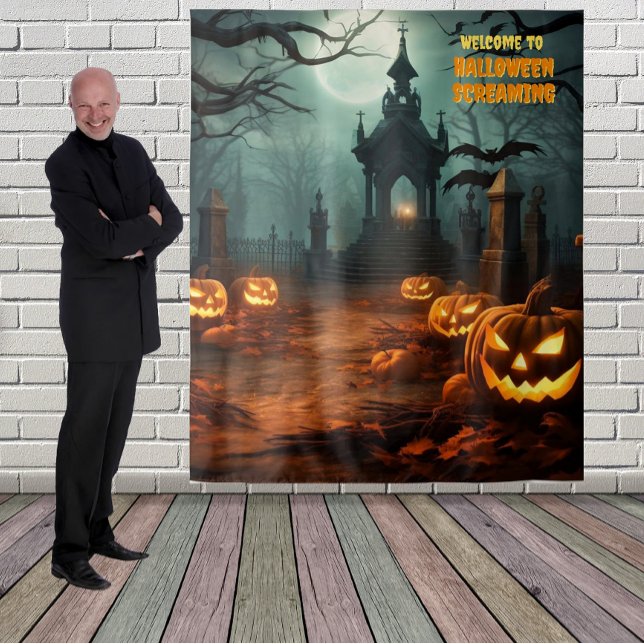  Halloween Graveyard Scene Hanging Backdrop Tapestry (Creator Uploaded)