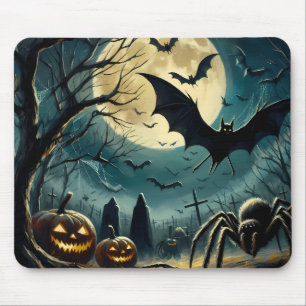Halloween Graveyard Scene Mouse Pad