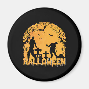 Halloween Graveyard Scene with Zombies, Bats Magnet