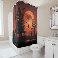 Halloween graveyard scenes pumpkin bats moon