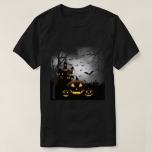 Halloween graveyard scenes pumpkin haunted house T-Shirt