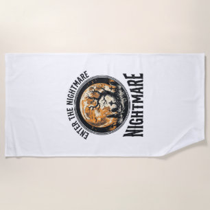 Halloween Graveyard Shirt Vintage Bat Moon Design_ Beach Towel