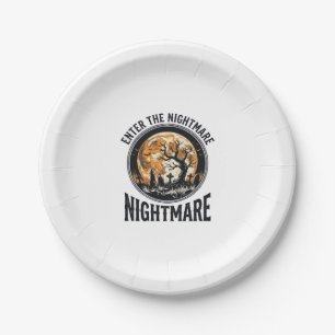 Halloween Graveyard Shirt Vintage Bat Moon Design_ Paper Plate