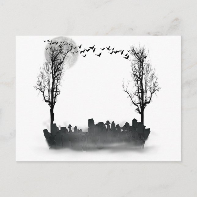 Halloween Graveyard Silhouette Postcard (Front)