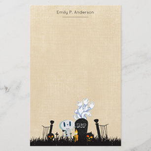 Halloween Graveyard Spooky Cute Skeleton & Ghosts Stationery