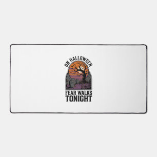 Halloween Graveyard Sunset Vintage Spooky Tree Art Desk Mat