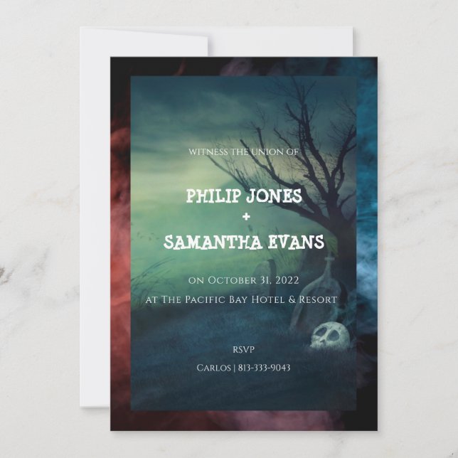 Halloween Graveyard Wedding Invitation (Front)