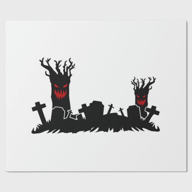 Halloween Graveyard Wrapping Paper (Flat)